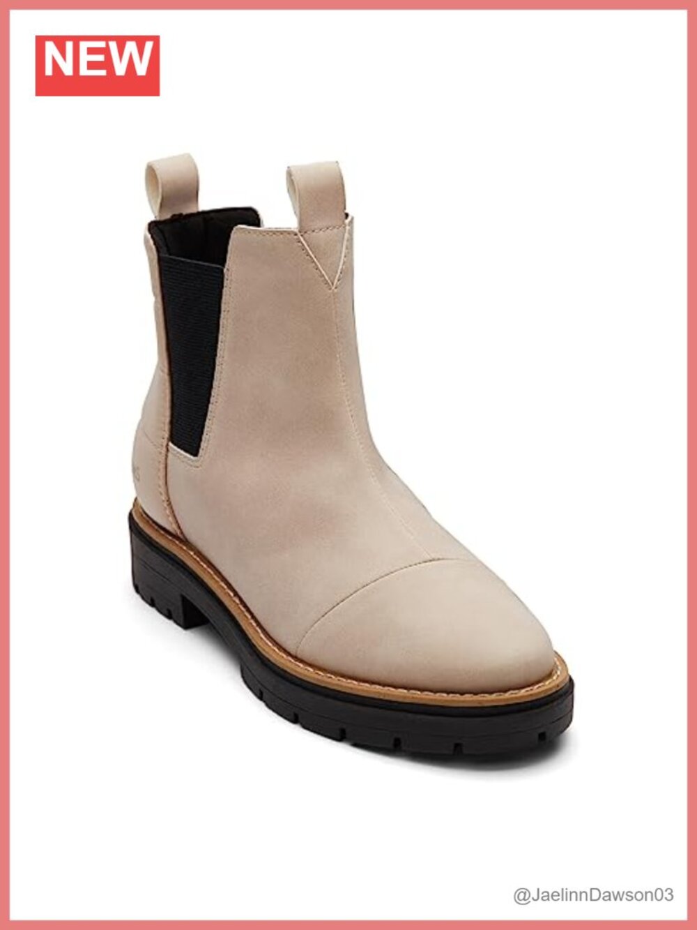 TOMS Skylar Chelsea Lug Boot Pull-On Faux Leather Nylon Memory Foam